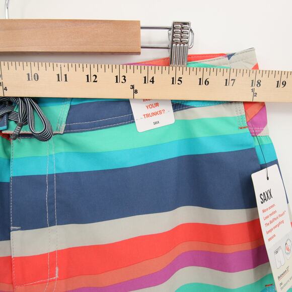 SAXX Betawave Swim Trunks Multicolor Striped Board Shorts Quick Dry Size 36 NWT - Picture 2 of 10